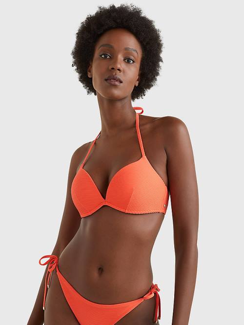 Tommy Hilfiger Ribbed Push Up Bikini Top Zwemkleding Dames Rood | TH504HWD