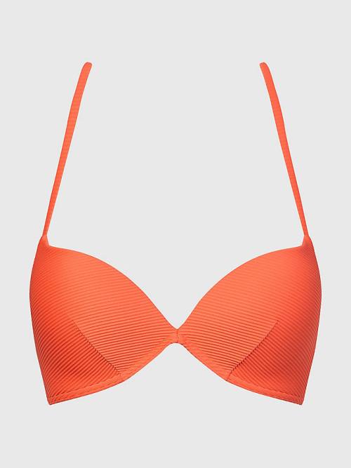 Tommy Hilfiger Ribbed Push Up Bikini Top Zwemkleding Dames Rood | TH504HWD