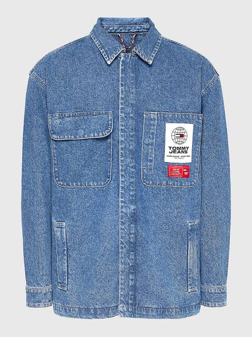 Tommy Hilfiger Rigid Denim Shirt Jassen Heren Denim | TH793QIY