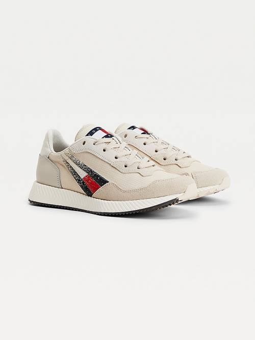 Tommy Hilfiger Ripstop Flag Schoenplaatjes Sneakers Dames Beige | TH469UYE