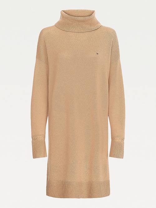 Tommy Hilfiger Roll Neck Oversized Knit Jurken Dames Bruin | TH930PAL