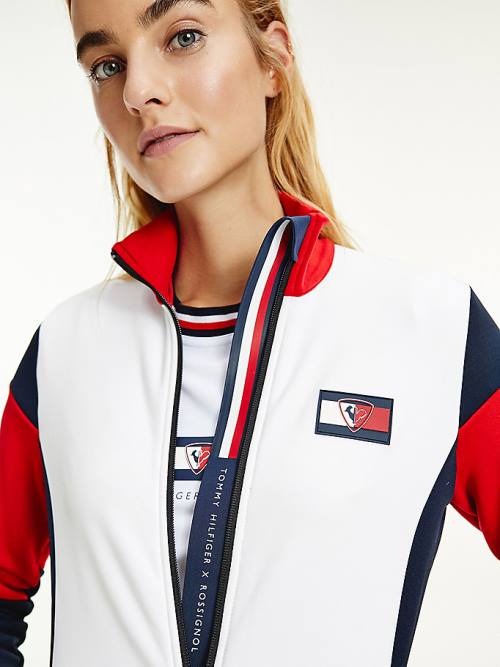 Tommy Hilfiger Rossignol Colour-Blocked Zip-Thru Ski Cardigan Sweatshirts Dames Wit | TH031YOG