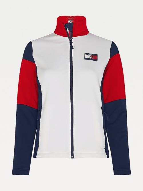 Tommy Hilfiger Rossignol Colour-Blocked Zip-Thru Ski Cardigan Sweatshirts Dames Wit | TH031YOG