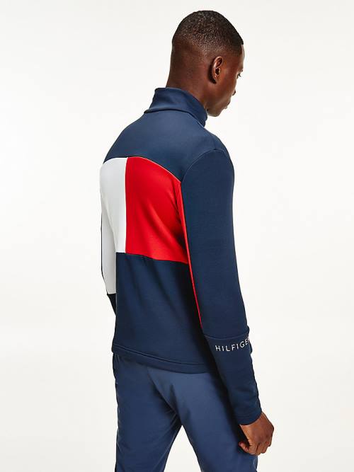 Tommy Hilfiger Rossignol Colour-Blocked Zip-Thru Base Layer Sweatshirts Heren Blauw | TH908NRC