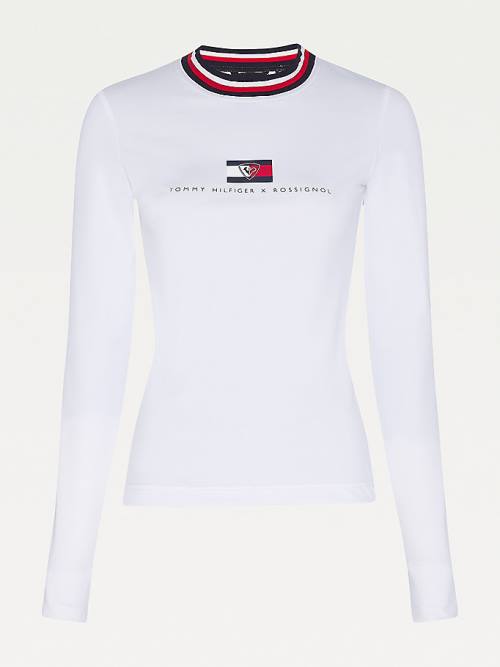 Tommy Hilfiger Rossignol Contrast Collar Base Layer T-shirts Dames Wit | TH319WVT