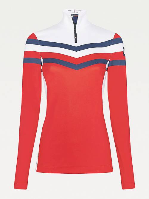 Tommy Hilfiger Rossignol Long Sleeve Base Layer T-shirts Dames Rood | TH049ZMJ