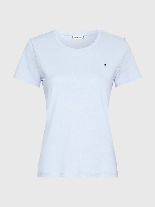 Tommy Hilfiger Round Neck Slim Fit T-shirts Dames Blauw | TH128KHC