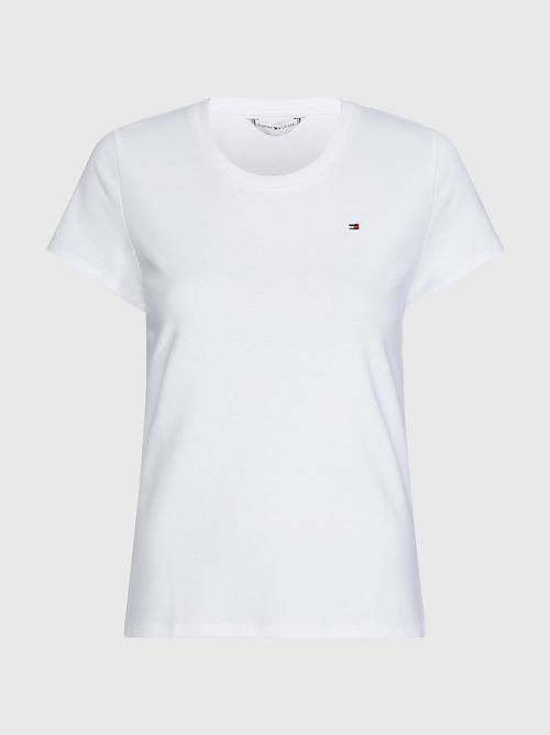 Tommy Hilfiger Round Neck Slim Fit T-shirts Dames Wit | TH654TAW