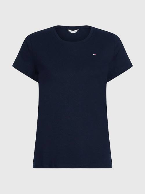 Tommy Hilfiger Round Neck Slim Fit T-shirts Dames Blauw | TH815QPJ