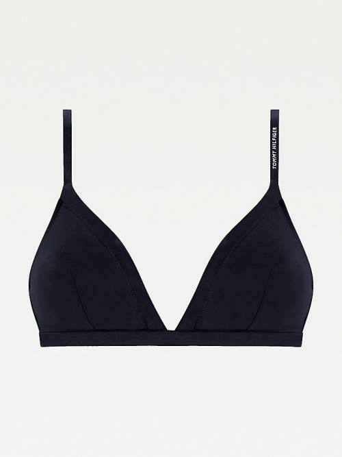 Tommy Hilfiger Satin Trim Triangle Bra Ondergoed Dames Blauw | TH603HCO