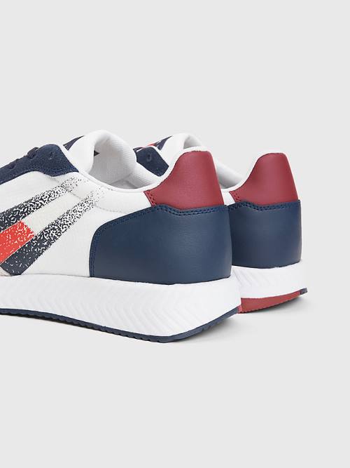 Tommy Hilfiger Schoenplaatjes Mixed Texture Flag Sneakers Heren Blauw | TH381YML