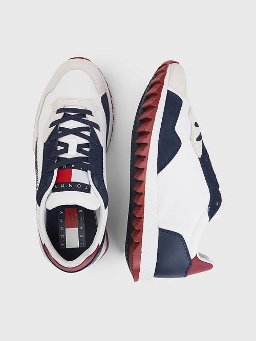 Tommy Hilfiger Schoenplaatjes Mixed Texture Flag Sneakers Heren Blauw | TH381YML