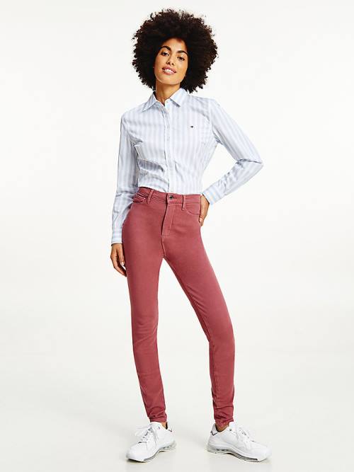 Tommy Hilfiger Sculpt High Rise Super Skinny Broek Dames Rood | TH923YKT