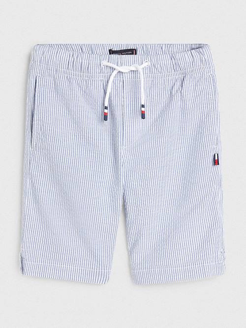 Tommy Hilfiger Seersucker Stripe Pull-On Shorts Broek Jongens Blauw | TH154NTM