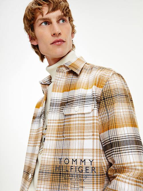 Tommy Hilfiger Shadow Check Relaxed Fit Overshirt Overhemd Heren Bruin | TH073LOX