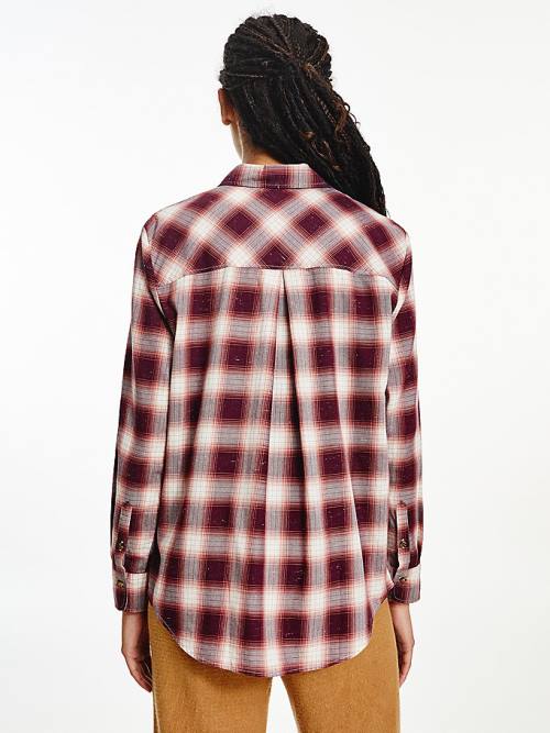 Tommy Hilfiger Shadow Check Relaxed Fit Overhemd Dames Rood | TH316HYD