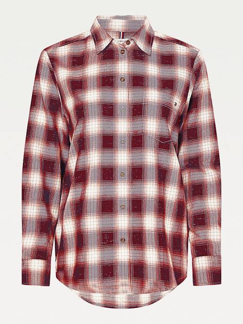 Tommy Hilfiger Shadow Check Relaxed Fit Overhemd Dames Rood | TH316HYD