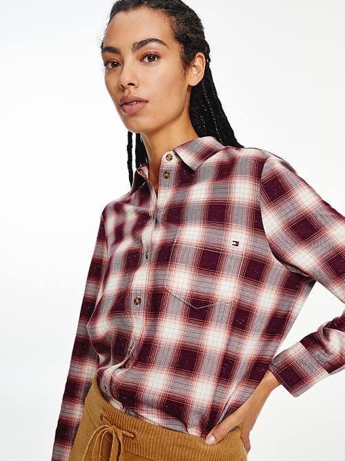 Tommy Hilfiger Shadow Check Relaxed Fit Overhemd Dames Rood | TH316HYD