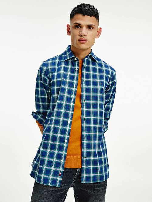 Tommy Hilfiger Shadow Check Slim Fit Overhemd Heren Blauw | TH507YWE