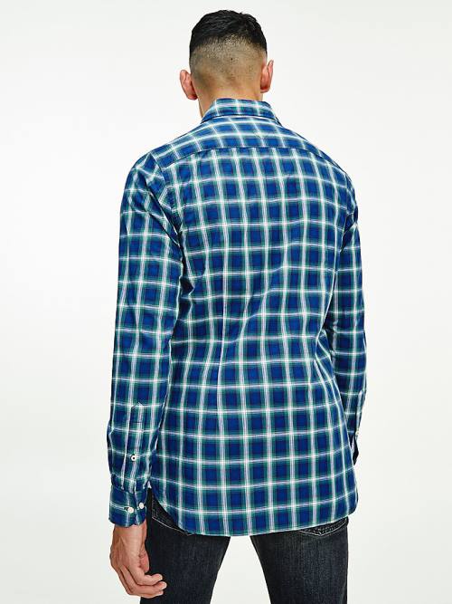 Tommy Hilfiger Shadow Check Slim Fit Overhemd Heren Blauw | TH507YWE