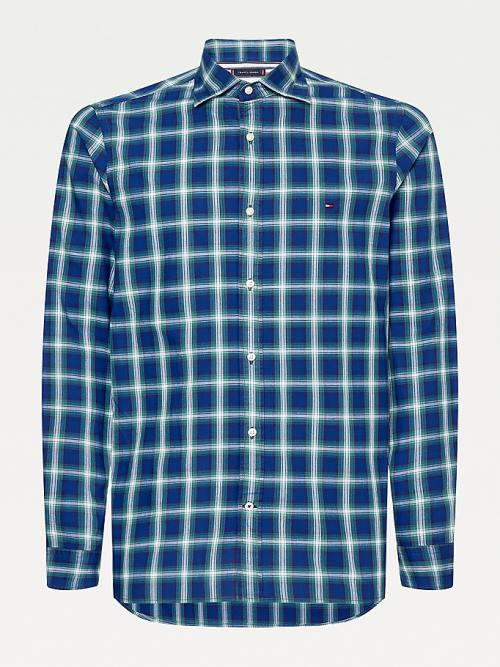 Tommy Hilfiger Shadow Check Slim Fit Overhemd Heren Blauw | TH507YWE