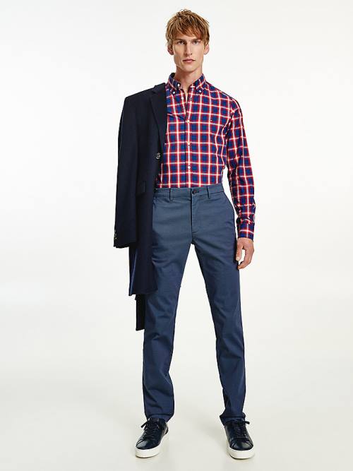 Tommy Hilfiger Shadow Check Slim Fit Overhemd Heren Blauw | TH891EXR