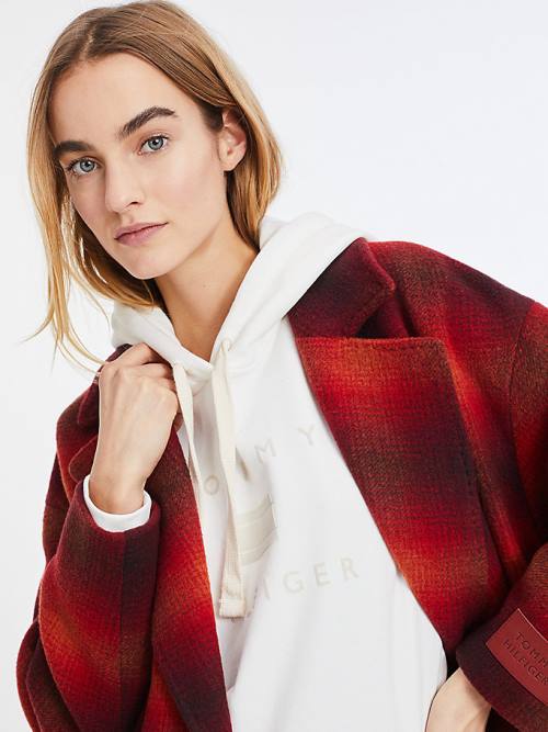 Tommy Hilfiger Shadow Check Wool Blend Jassen Dames Rood | TH359SOE