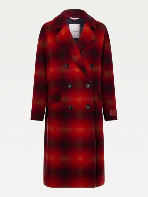 Tommy Hilfiger Shadow Check Wool Blend Jassen Dames Rood | TH359SOE