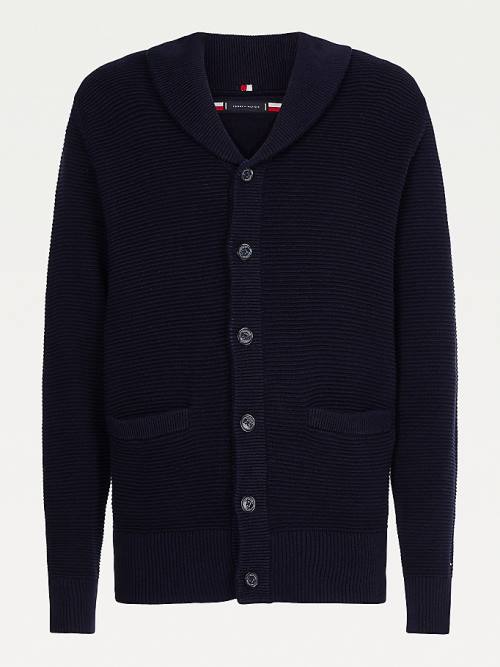 Tommy Hilfiger Shawl Collar Rib-Knit Cardigan Truien Heren Blauw | TH635GBI