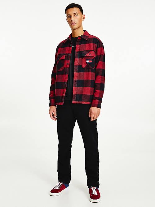 Tommy Hilfiger Sherpa Flannel Oversized Overshirt Overhemd Heren Rood | TH026VZK