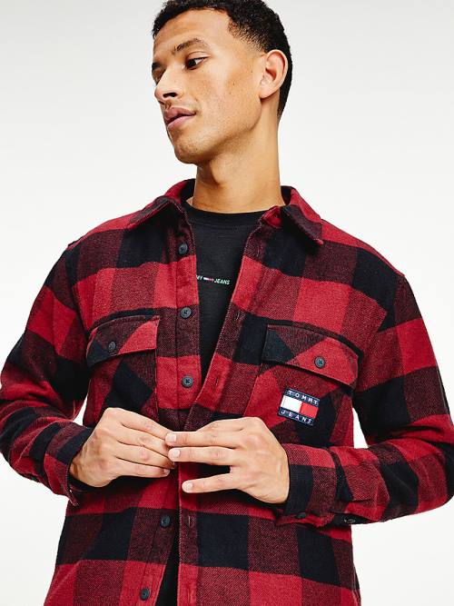 Tommy Hilfiger Sherpa Flannel Oversized Overshirt Overhemd Heren Rood | TH026VZK