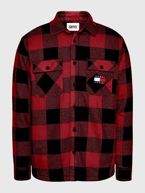 Tommy Hilfiger Sherpa Flannel Oversized Overshirt Overhemd Heren Rood | TH026VZK