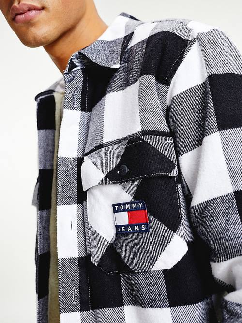 Tommy Hilfiger Sherpa Flannel Oversized Overshirt Overhemd Heren Wit | TH832AEC