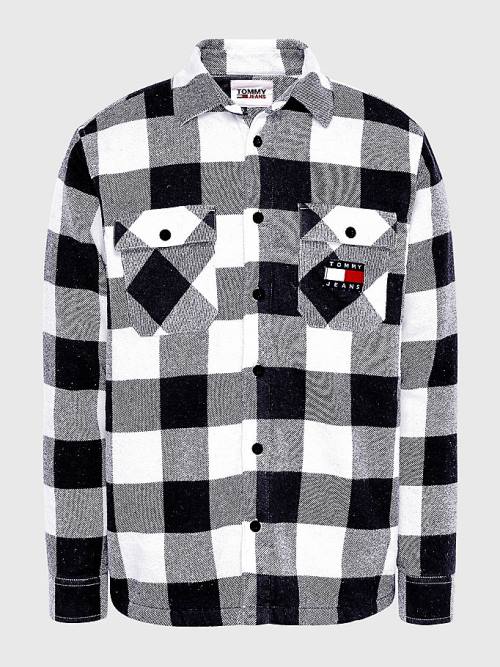 Tommy Hilfiger Sherpa Flannel Oversized Overshirt Overhemd Heren Wit | TH832AEC