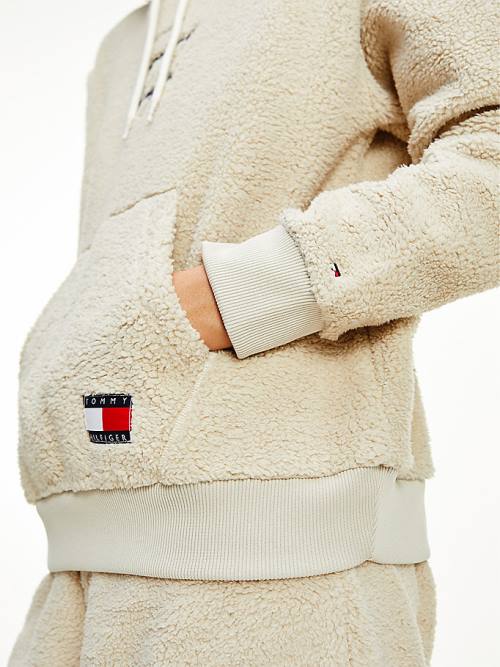 Tommy Hilfiger Sherpa Lounge Hoodie Dames Beige | TH274MAF