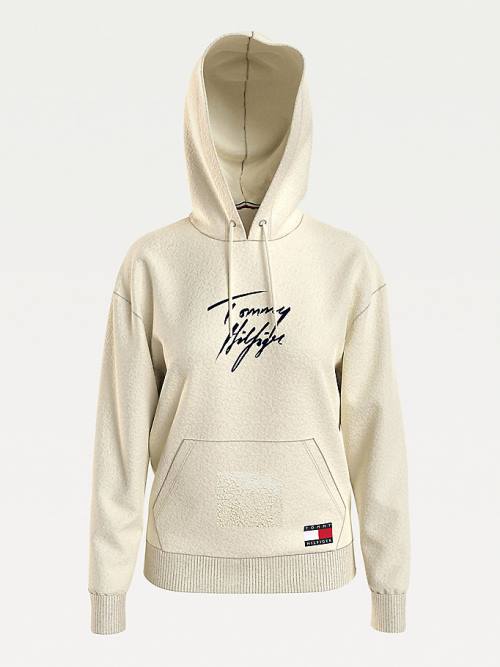 Tommy Hilfiger Sherpa Lounge Hoodie Dames Beige | TH274MAF