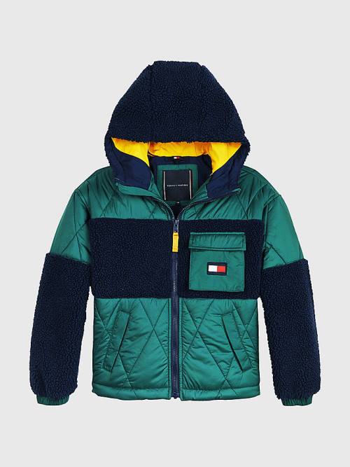 Tommy Hilfiger Sherpa Quilted Mix Met Capuchon Jassen Jongens Groen | TH481WJF