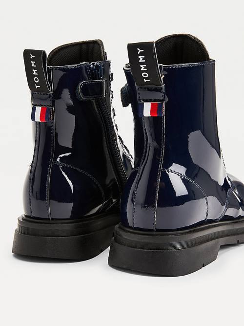 Tommy Hilfiger Shiny Schoenplaatjes Kanten-Up Laarzen Meisjes Blauw | TH984HWU