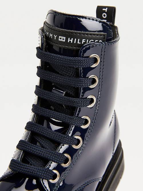 Tommy Hilfiger Shiny Schoenplaatjes Kanten-Up Laarzen Meisjes Blauw | TH984HWU