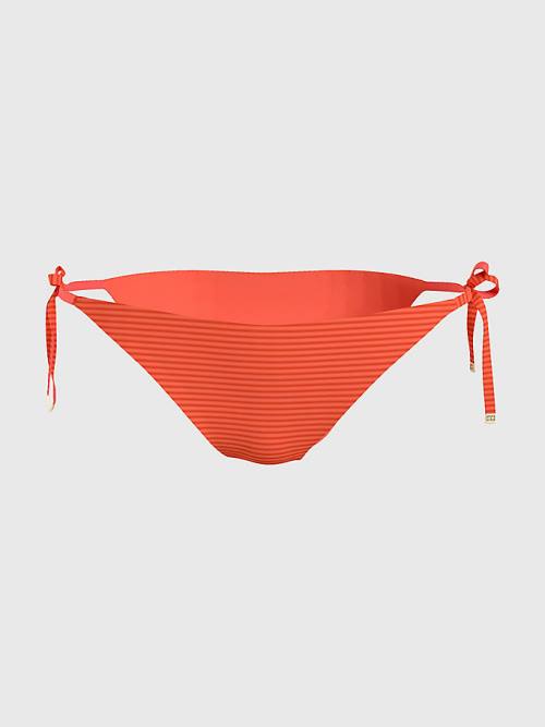 Tommy Hilfiger Side Tie Ribbed Bikini Bottoms Zwemkleding Dames Rood | TH043VNL