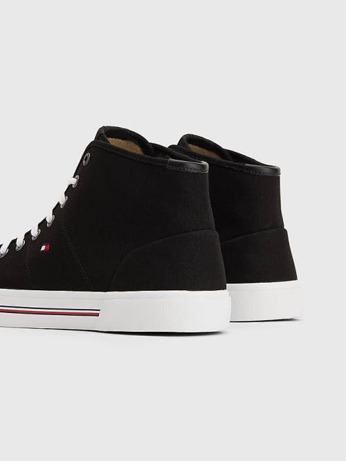 Tommy Hilfiger Signature Canvas Mid-Top Sneakers Heren Zwart | TH159USN