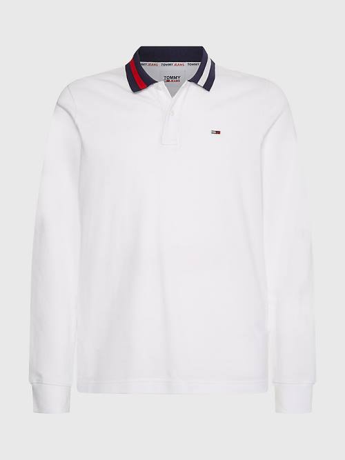 Tommy Hilfiger Signature Collar Regular Long Sleeve Poloshirt Heren Wit | TH617DMI