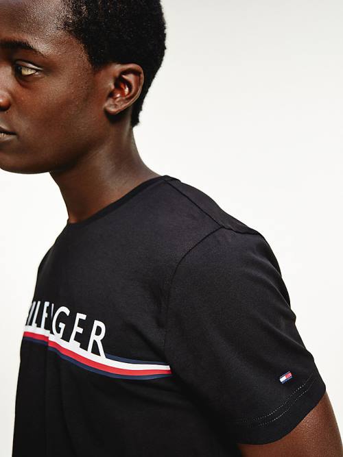 Tommy Hilfiger Signature Detail Organic Katoenen T-shirts Heren Zwart | TH285LFY