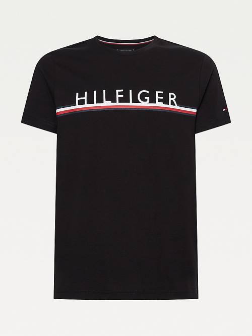 Tommy Hilfiger Signature Detail Organic Katoenen T-shirts Heren Zwart | TH285LFY