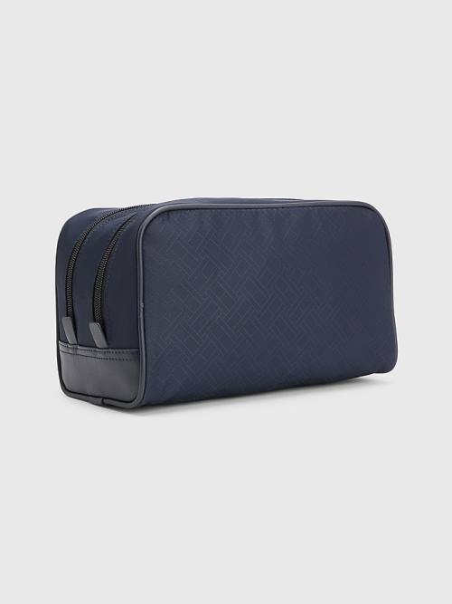 Tommy Hilfiger Signature Double Washbag Tassen Heren Blauw | TH213RQB