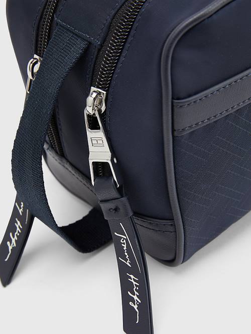 Tommy Hilfiger Signature Double Washbag Tassen Heren Blauw | TH213RQB