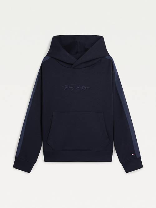 Tommy Hilfiger Signature Embroidery Hoodie Meisjes Blauw | TH591MRD