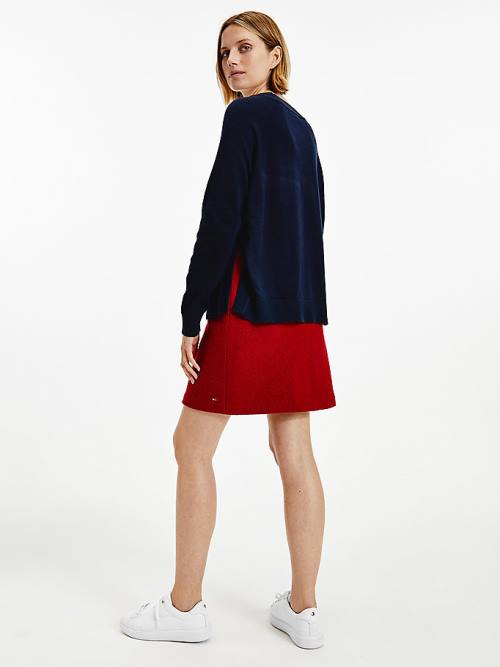 Tommy Hilfiger Signature Embroidery Organic Katoenen Jumper Truien Dames Blauw | TH183BDW