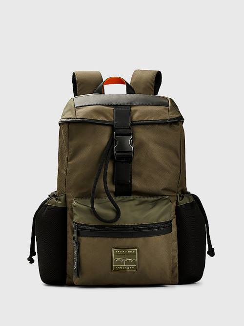 Tommy Hilfiger Signature Flap Backpack Tassen Heren Groen | TH760ENR