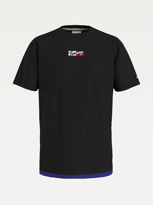 Tommy Hilfiger Signature Graphic T-shirts Heren Zwart | TH293ORQ